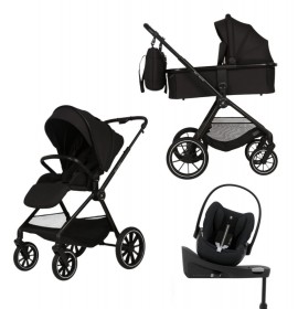  Carucior Copii Adamex Nova Black 4in1 cu scoica Cybex Cloud G plus ADAC si isofix