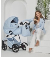 Carucior 3 in 1 Quantum Adamex Natura Baby Blue cu scoica testata ADAC