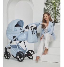 Carucior 3 in 1 Quantum Adamex Natura Baby Blue cu scoica testata ADAC
