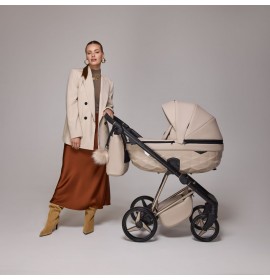 Carucior 3 in 1 Quantum Adamex Deluxe Beige Star 155 cu scoica testata ADAC
