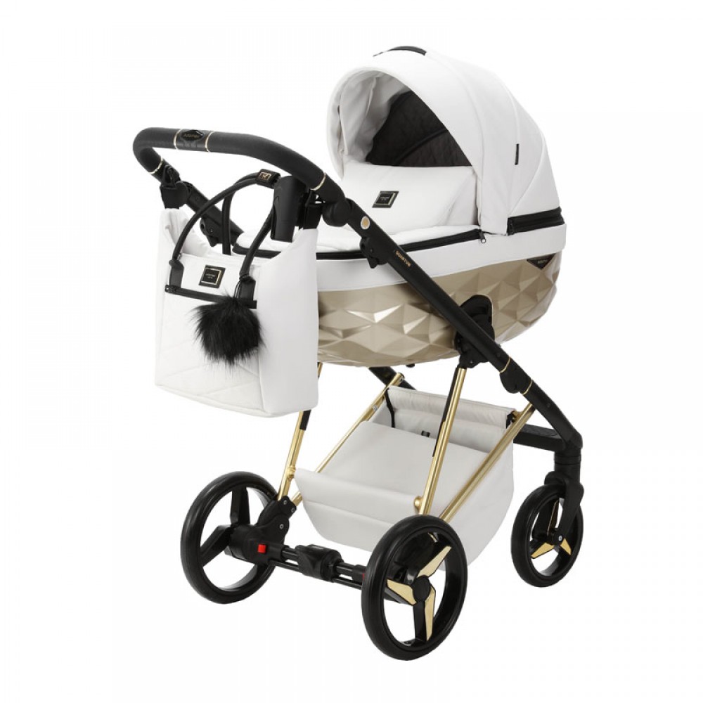 Carucior 3 in 1 Quantum Adamex Deluxe Pure White Star 104 cu scoica testata ADAC