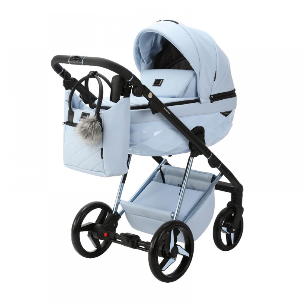 Carucior 3 in 1 Quantum Adamex Deluxe Baby Blue Star 135 cu scoica testata ADAC