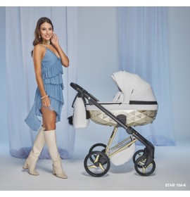 Carucior 3 in 1 Quantum Adamex Deluxe Pure White Star 104 cu scoica testata ADAC
