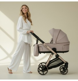 Carucior copii Sigma Natura Cappucino Adamex 3 in 1 cu scoica testata ADAC