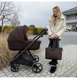 Carucior copii Sigma Natura Coffee Adamex 3 in 1 cu scoica testata ADAC