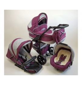 Carucior copii 3 in 1 Carlo Lux PREMIUM Purple  Hearts