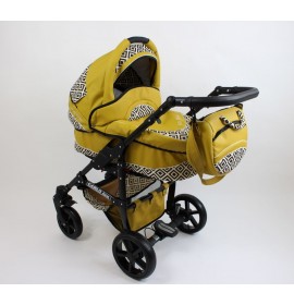 Carucior copii Carlo Lux Premium Black Edition 3 in 1 Eko Yellow