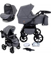 Carucior copii 3 in 1 Boston Grey Jeans cu scoica Cosmo Avionaut testata ADAC