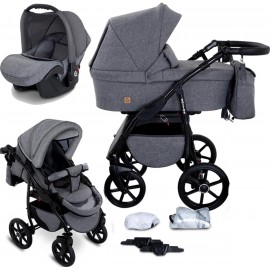 Carucior copii 3 in 1 Boston Grey Jeans cu scoica Cosmo Avionaut testata ADAC