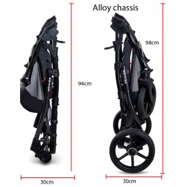 Carucior copii 3 in 1 Boston Grey Jeans cu scoica Cosmo Avionaut testata ADAC