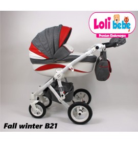 Carucior copii 3 in 1 Lolibebe LOVE Fall Winter Red Grey