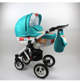 Carucior copii 3 in 1 LoliBebe Love Blue Flowers