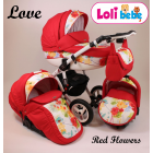 Carucior copii 3 in 1 Lolibebe LOVE Red Flowers