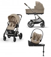 Noul Cybex Balios S Lux 2025 Almond Beige sistem 4 in 1 cu Cybex Cloud G Plus i-size recline testata ADAC si baza isofix rotativa