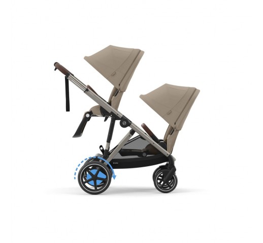 Noul Cybex E-Gazelle S electric Almond Beige 3 in 1 Gemeni cu landouri si scoici Cloud G plus
