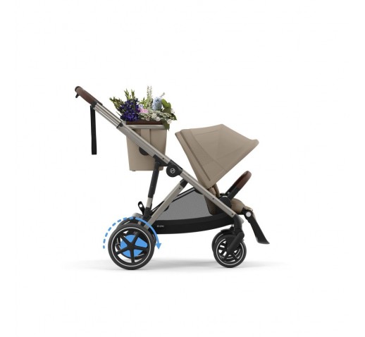 Noul Cybex E-Gazelle S electric Almond Beige 3 in 1 Gemeni cu landouri si scoici Cloud G plus
