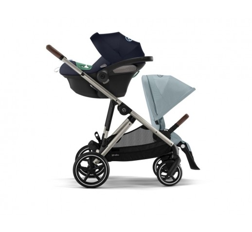 Noul Cybex Gazelle S Sky Blue 2 in 1 Gemeni cu scoici Cybex Cloud G Plus i-size recline testate ADAC
