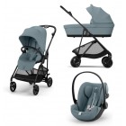 Cybex Melio Carbon 2025 Stormy Blue 3in1 cu Cloud G Plus Recline ADAC