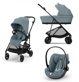 Cybex Melio Carbon 2025 Stormy Blue 3in1 cu Cloud G Plus Recline ADAC