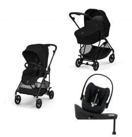 Noul Cybex Melio Carbon Magic Black 4 in 1 cu Scoica Cloud G Plus i-Size Recline testata ADAC si baza isofix rotativa