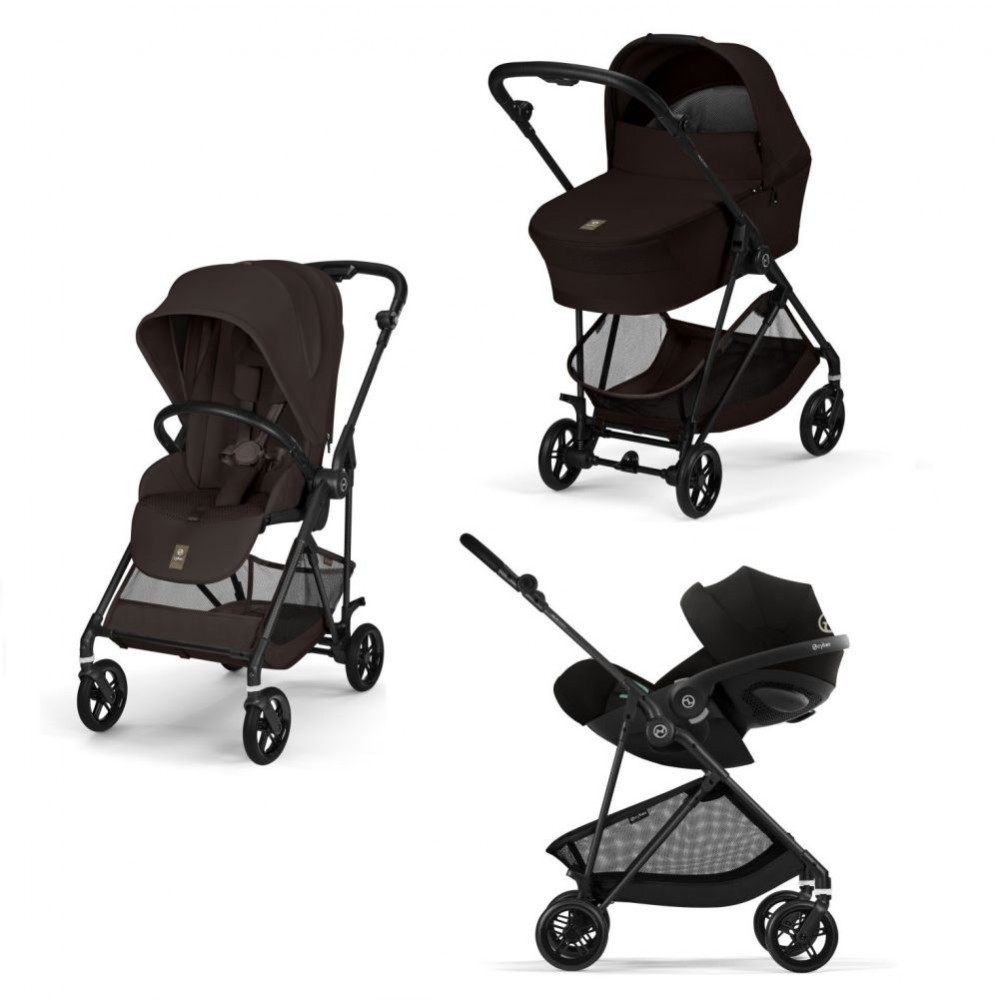  NEW Cybex Melio Carbon Chocolate Brown 3in1 cu Cloud G Plus Recline ADAC