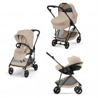 Noul Cybex Melio Carbon Almond Beige 3 in 1 cu Scoica Cloud G Plus i-Size Recline testata ADAC