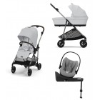 Noul Cybex Melio Fog Grey 4 in 1 cu Scoica Cloud G Plus i-Size Recline si baza isofix rotativa