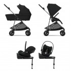 Noul Cybex Melio Magic Black 4 in 1 cu Scoica Cloud G Plus i-Size Recline si baza isofix rotativa