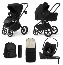 Carucior copii Future Design Inspiro Pure Black SE 4in1 cu Cybex Cloud G Plus ADAC si baza isofix