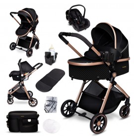 Carucior copii 3 in 1 multifunctional Soho S1 – Black Gold GagaDumi