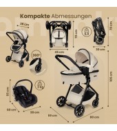 Carucior copii 3 in 1 multifunctional Soho S3 – Beige GagaDumi