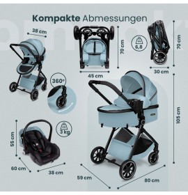 Carucior copii 3 in 1 multifunctional Soho S4 – Blue GagaDumi