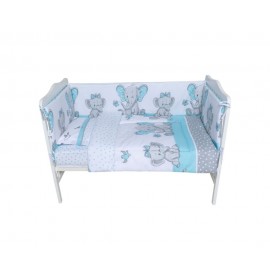 Set lenjerie bumbac 5 piese pentru saltea de 120 x 60 cm ambalata intr-o gentuta de transport