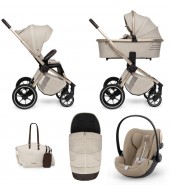 Carucior copii 3 in 1 Muuvo Quick Boho Brown cu Cybex Cloud G Plus i-size recline testata ADAC