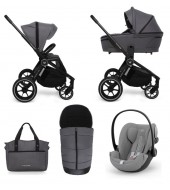Carucior copii 3 in 1 Muuvo Quick 4.0 Iron Graphite cu Cybex Cloud G Plus i-size recline testata ADAC