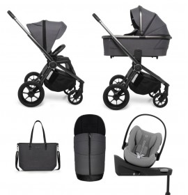 Carucior copii 4 in 1 Quick SE2 Diamond Graphite cu Cybex Cloud G Plus i-size recline testata ADAC si baza isofix rotativa