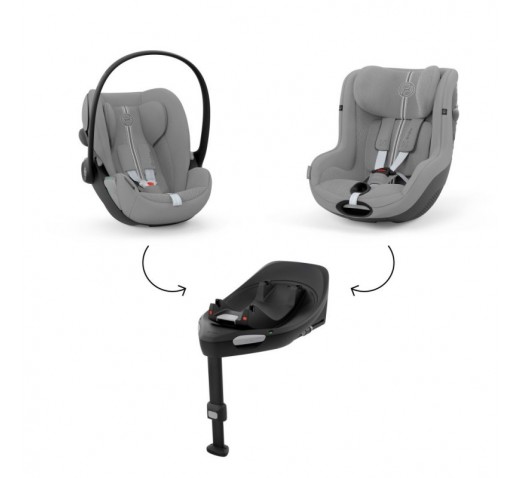 Carucior copii 4 in 1 Muuvo Quick Carbon Graphite cu Cybex Cloud G Plus recline testata ADAC si baza isofix rotativa