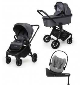 Carucior copii 4 in 1 Muuvo Quick Carbon Graphite cu Cybex Cloud G Plus recline testata ADAC si baza isofix rotativa