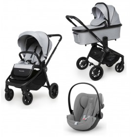 Carucior copii 3 in 1 Muuvo Quick Rocky Grey cu Cybex Cloud G i-size Plus recline testata ADAC