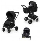 Carucior copii 4 in 1 Muuvo Quick Raven Black cu scoica EasyGo Buz Pro si baza isofix rotativa