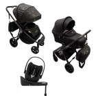 Carucior copii 4 in 1 Muuvo Quick Trendy Raven Black cu Cybex Cloud G Plus recline testata ADAC si baza isofix rotativa