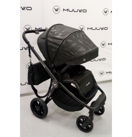 Carucior copii 4 in 1 Muuvo Quick Trendy Raven Black cu Cybex Cloud G Plus recline testata ADAC si baza isofix rotativa