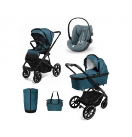Carucior copii 3 in 1 Muuvo Slick 2.0 Tropical Green cu Cybex Cloud G Plus i-size recline testata ADAC