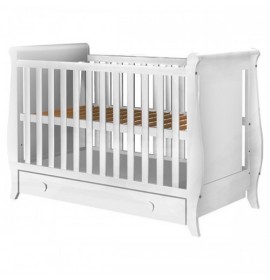Patut copii din lemn Hubners Mira 120x60 cm Alb cu sertar