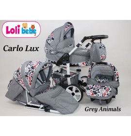 Carucior copii 3 in 1 Carlo Lux Baby Seka Grey Animals