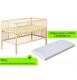 Patut copii din lemn cu saltea